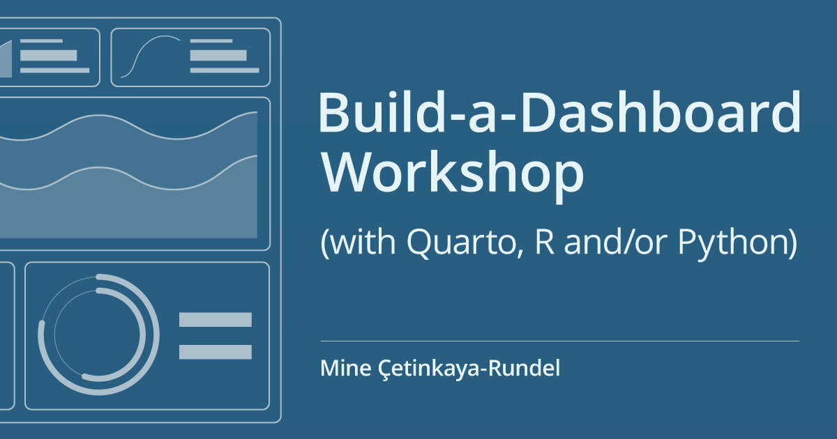 Build a dashboard workshop with Quarto, R and/or Python.